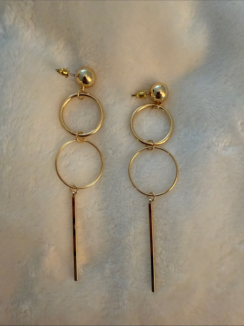 Uncommon James Gold Double Hoop Drop Earrings with Bar Accent - Women Jewelry
